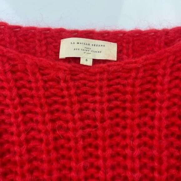Sezane Vibrant Scarlet Crew Neck Sweater - Picture 4 of 7